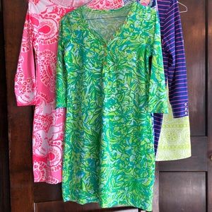 LILLY PULITZER green button front tshirt dress m